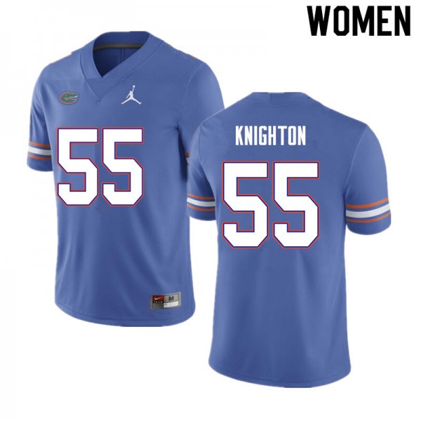 Women #55 Hayden Knighton Florida Gators College Football Jersey Blue